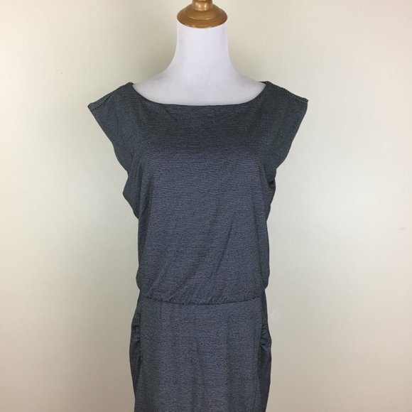 ATHLETA Westwood Micro Stripe Ruched 2ply Dress - Picture 7 of 10